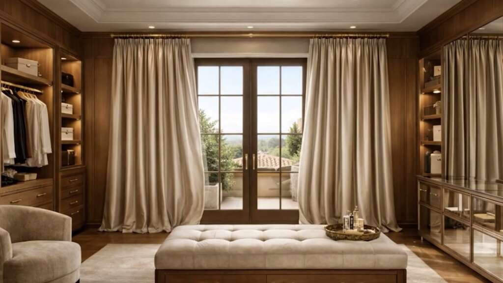 Cabina armadio con tende di lusso Gani The Sign, allestimento Satin Reserve
